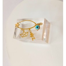 Παραμάνα Σε Κίτρινο Χρυσό 9Κ - Αστέρι, Καράβι, Αγόρι και μπλε ματάκι (KID183)